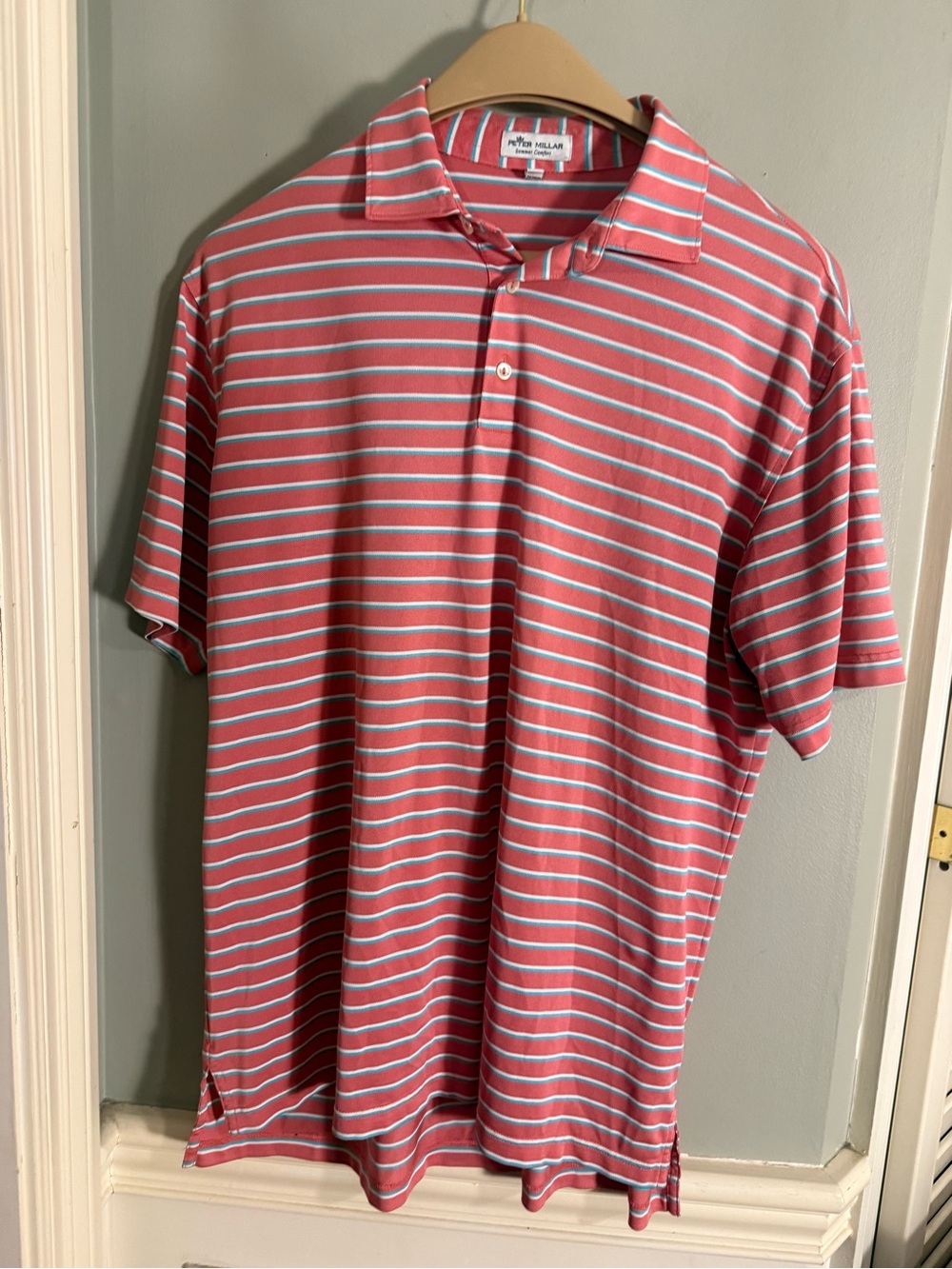 Peter Millar Summer Comfort Striped Performance Golf Polo Shirt Men’s Large